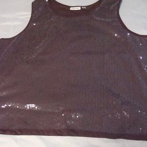 JOAN RIVERS BROWN SEQUIN SHELL TANK TOP